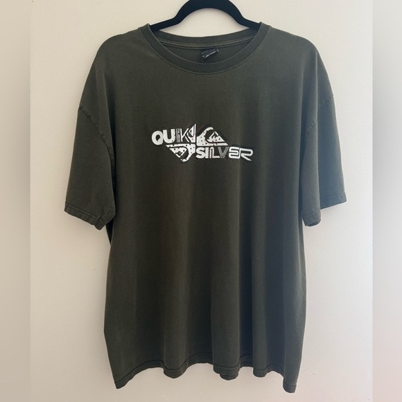Quiksilver Men's Graphic T-shirt Size XL Olive Green Vintage Y2K Surf Skate 90s - Picture 7 of 8